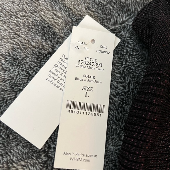 White House Black Market NWT black and plum long sleeve mini party dress large - Picture 4 of 5